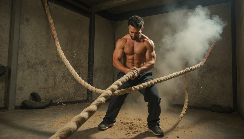 Fat Blasting Arms Workouts Battle Rope Waves 30 seconds.
