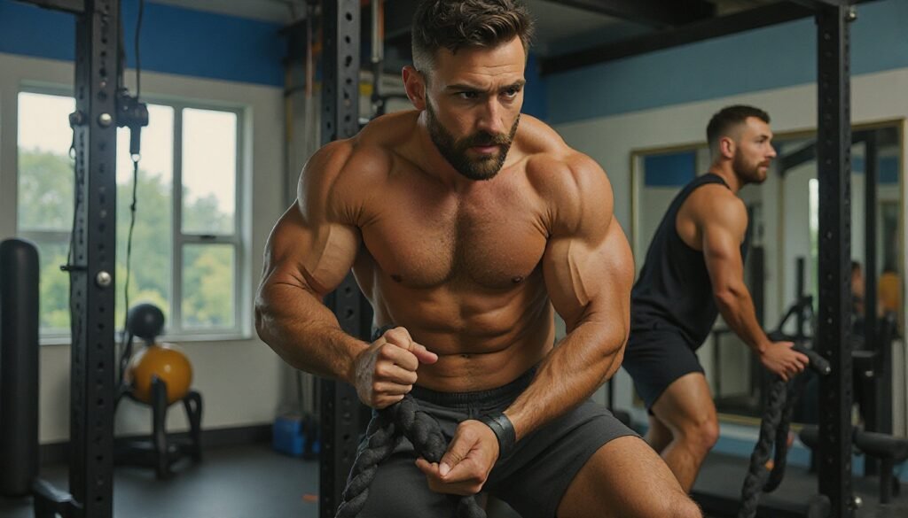 Strength Building Arms Workouts Cable Rope Hammer Curls.