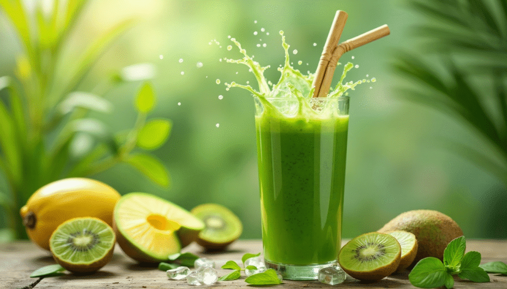Detox Shake with Tropical Green gluten and dairy free proten shake. ​